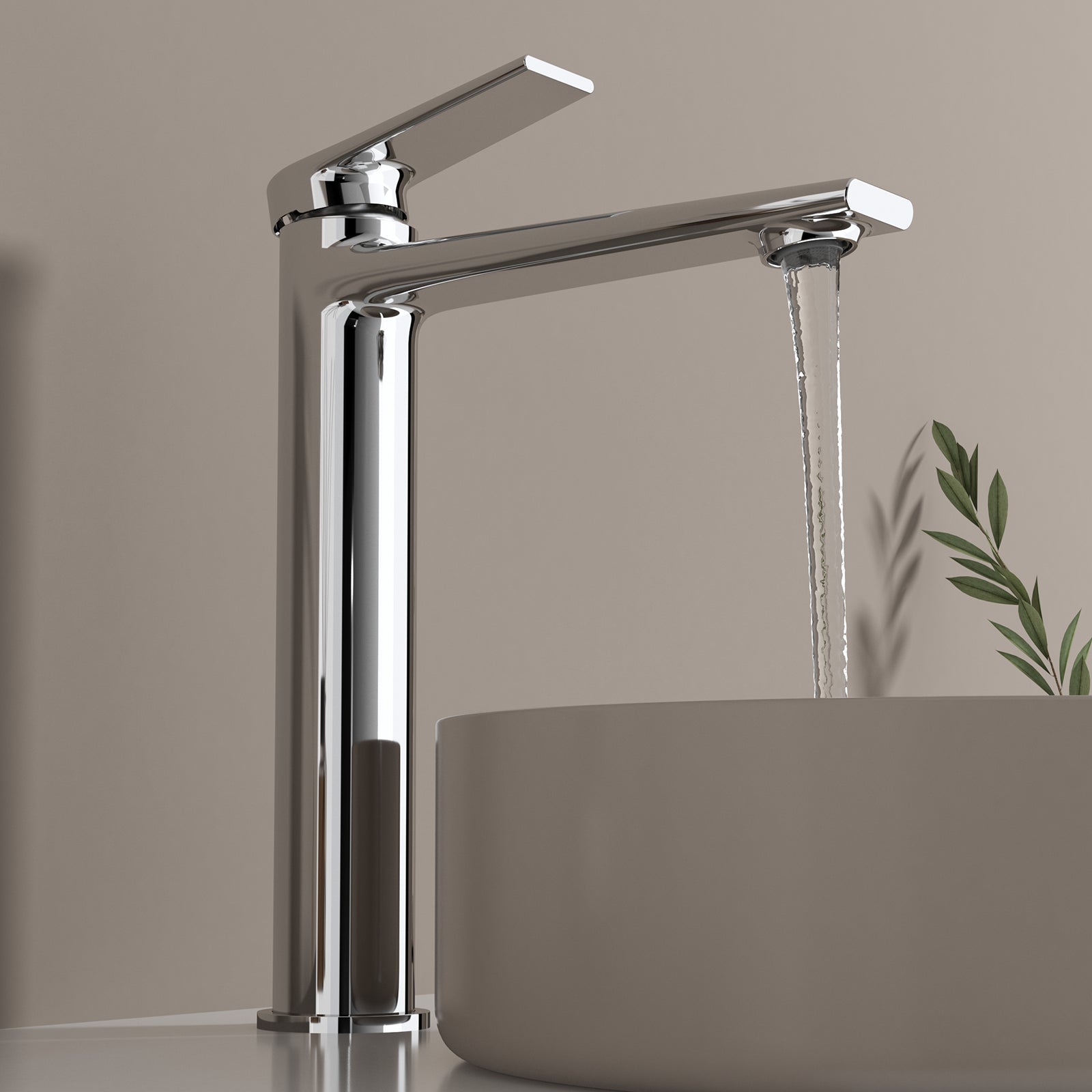 MAXTOR Tall Bathroom Vanity Basin Faucet – Single Handle Solid Brass Vessel Mixer-AB001064