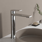 MAXTOR Tall Bathroom Vanity Basin Faucet – Single Handle Solid Brass Vessel Mixer-AB001064