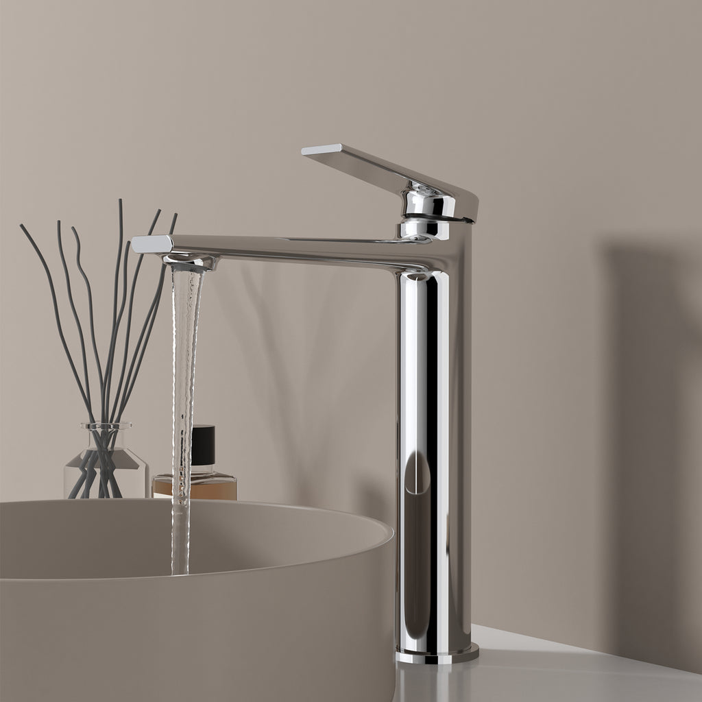 MAXTOR Tall Bathroom Vanity Basin Faucet – Single Handle Solid Brass Vessel Mixer-AB001064