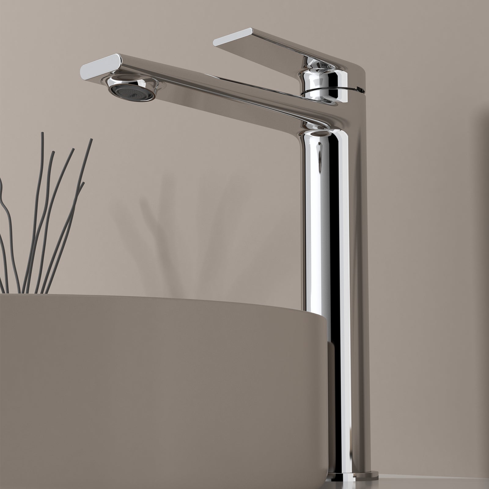 MAXTOR Tall Bathroom Vanity Basin Faucet – Single Handle Solid Brass Vessel Mixer-AB001064