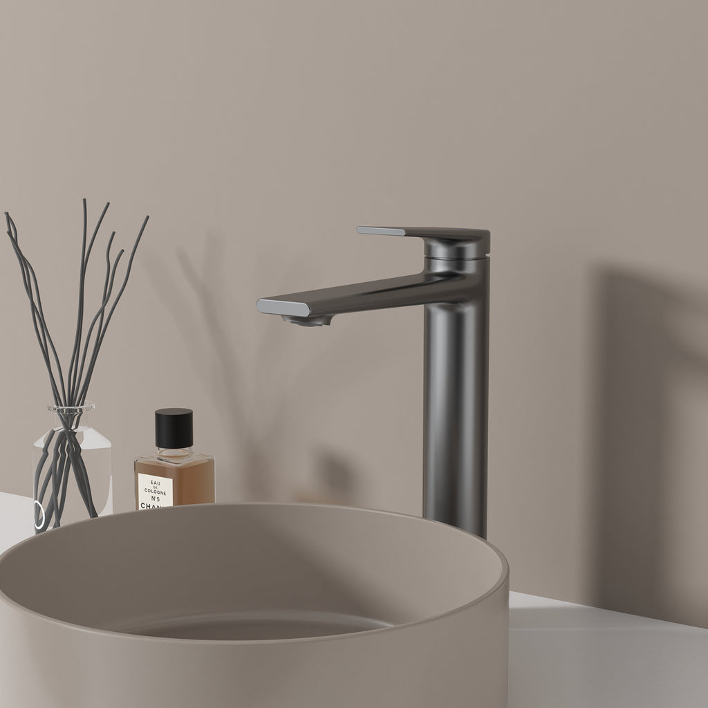 MAXTOR Tall Bathroom Vanity Basin Faucet – Single Handle Solid Brass Vessel Mixer-AB001064