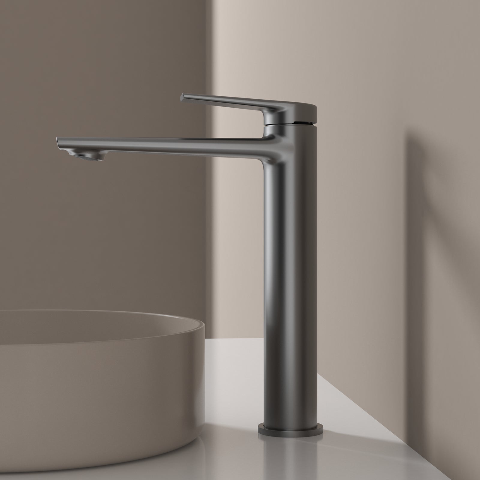 MAXTOR Tall Bathroom Vanity Basin Faucet – Single Handle Solid Brass Vessel Mixer-AB001064