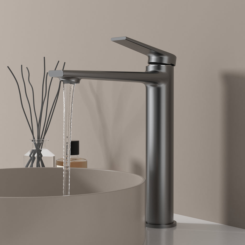 MAXTOR Tall Bathroom Vanity Basin Faucet – Single Handle Solid Brass Vessel Mixer-AB001064