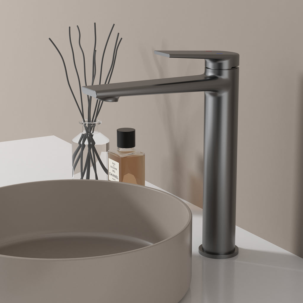 MAXTOR Tall Bathroom Vanity Basin Faucet – Single Handle Solid Brass Vessel Mixer-AB001064