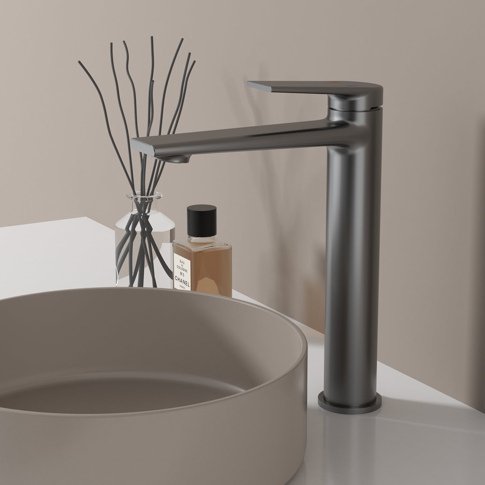 MAXTOR Tall Bathroom Vanity Basin Faucet – Single Handle Solid Brass Vessel Mixer-AB001064