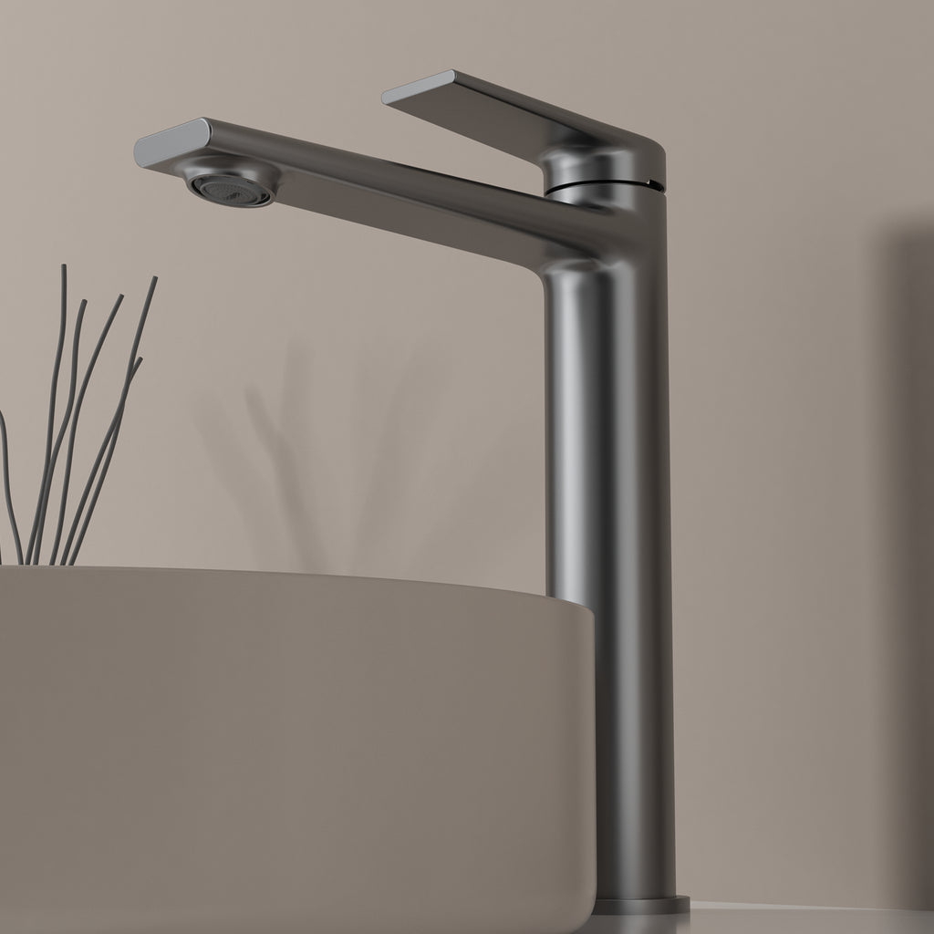 MAXTOR Tall Bathroom Vanity Basin Faucet – Single Handle Solid Brass Vessel Mixer-AB001064