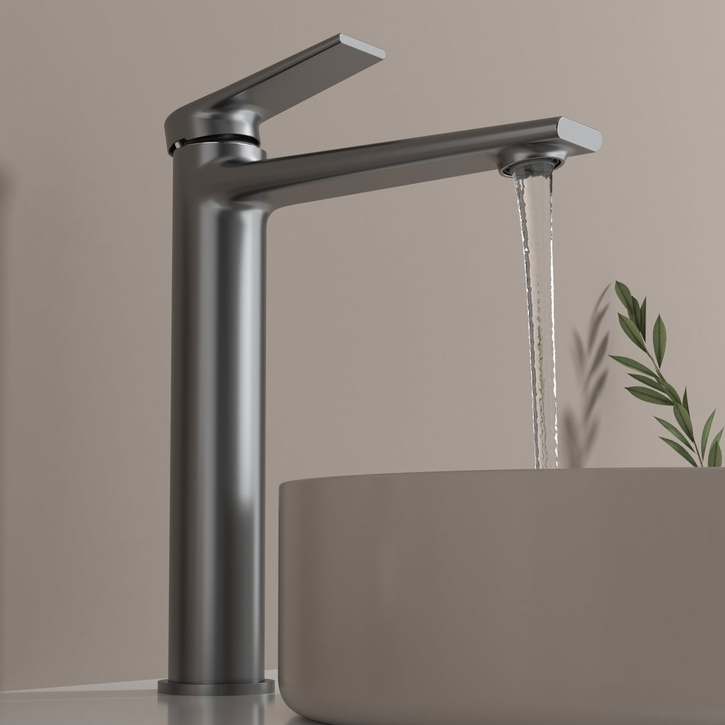 MAXTOR Tall Bathroom Vanity Basin Faucet – Single Handle Solid Brass Vessel Mixer-AB001064