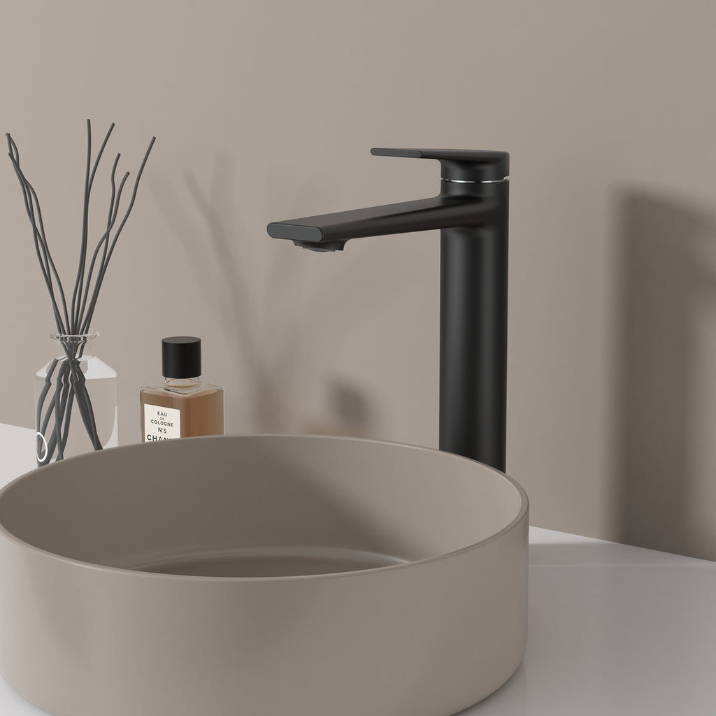 MAXTOR Tall Bathroom Vanity Basin Faucet – Single Handle Solid Brass Vessel Mixer-AB001064