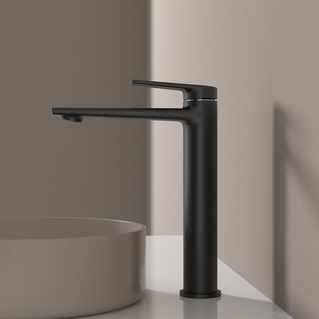 MAXTOR Tall Bathroom Vanity Basin Faucet – Single Handle Solid Brass Vessel Mixer-AB001064