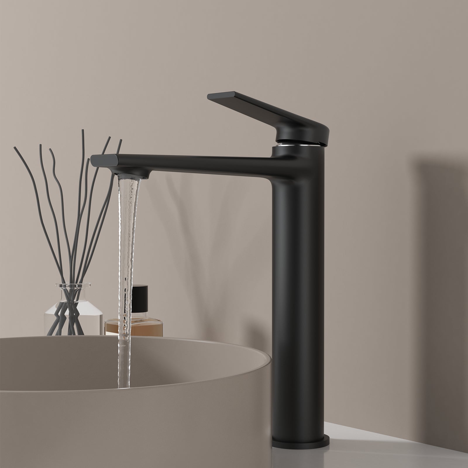 MAXTOR Tall Bathroom Vanity Basin Faucet – Single Handle Solid Brass Vessel Mixer-AB001064