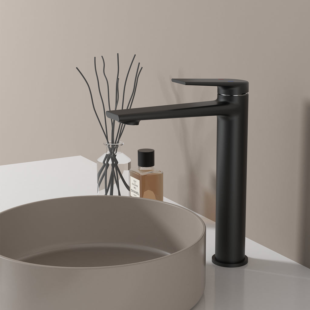 MAXTOR Tall Bathroom Vanity Basin Faucet – Single Handle Solid Brass Vessel Mixer-AB001064