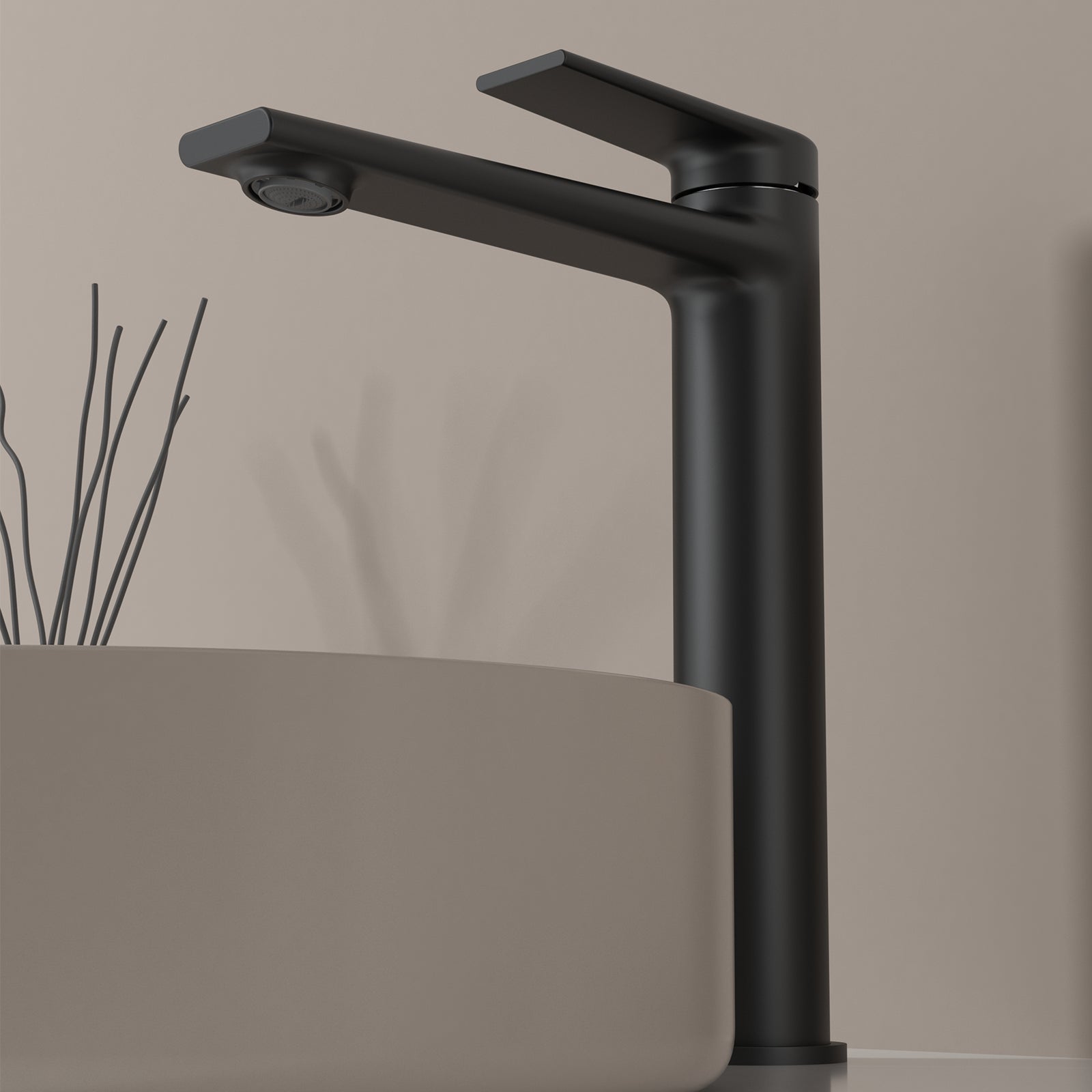 MAXTOR Tall Bathroom Vanity Basin Faucet – Single Handle Solid Brass Vessel Mixer-AB001064