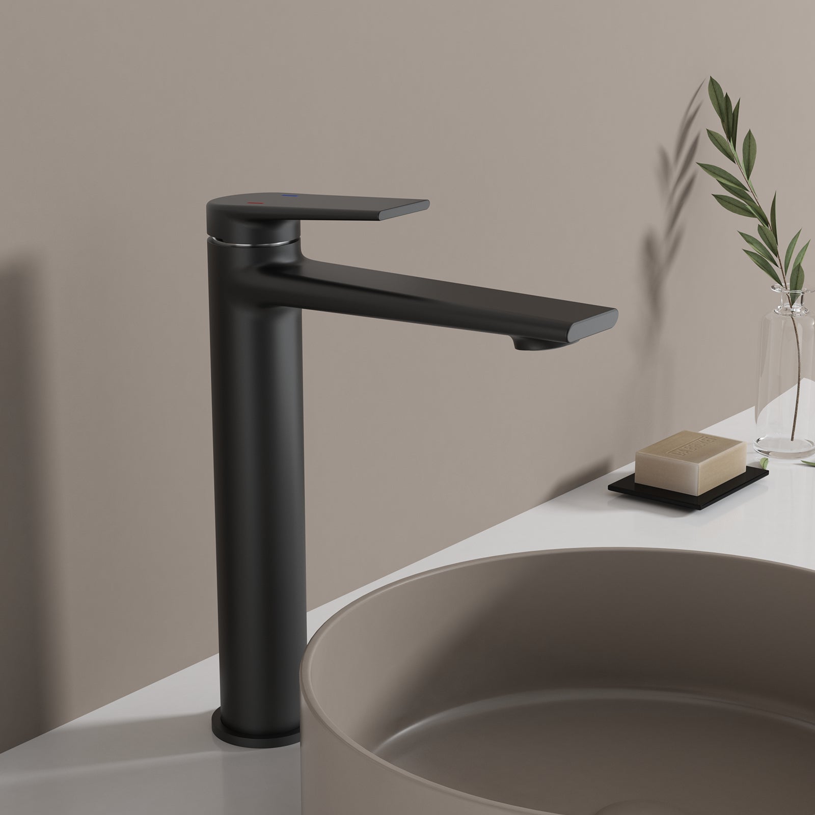 MAXTOR Tall Bathroom Vanity Basin Faucet – Single Handle Solid Brass Vessel Mixer-AB001064