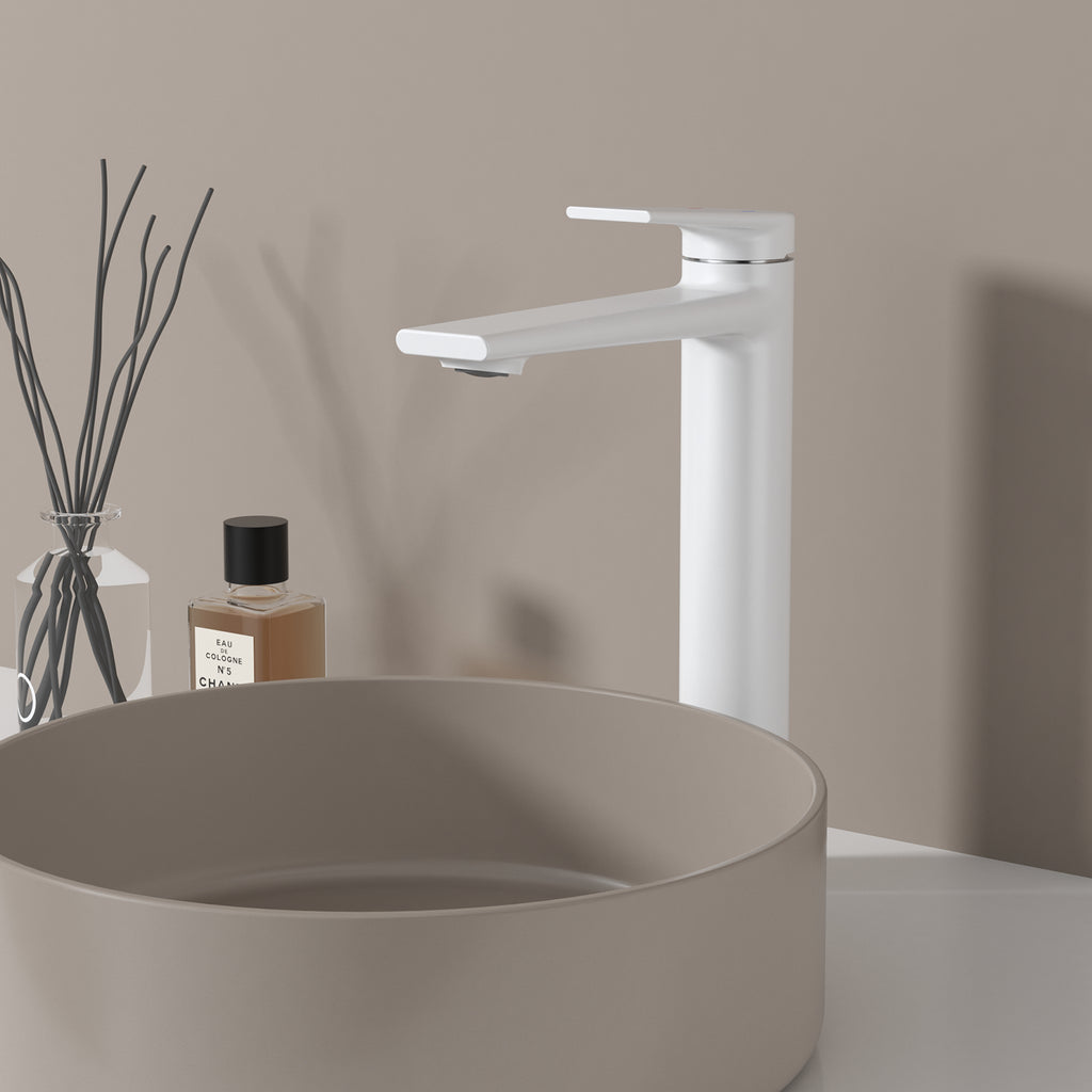 MAXTOR Tall Bathroom Vanity Basin Faucet – Single Handle Solid Brass Vessel Mixer-AB001064