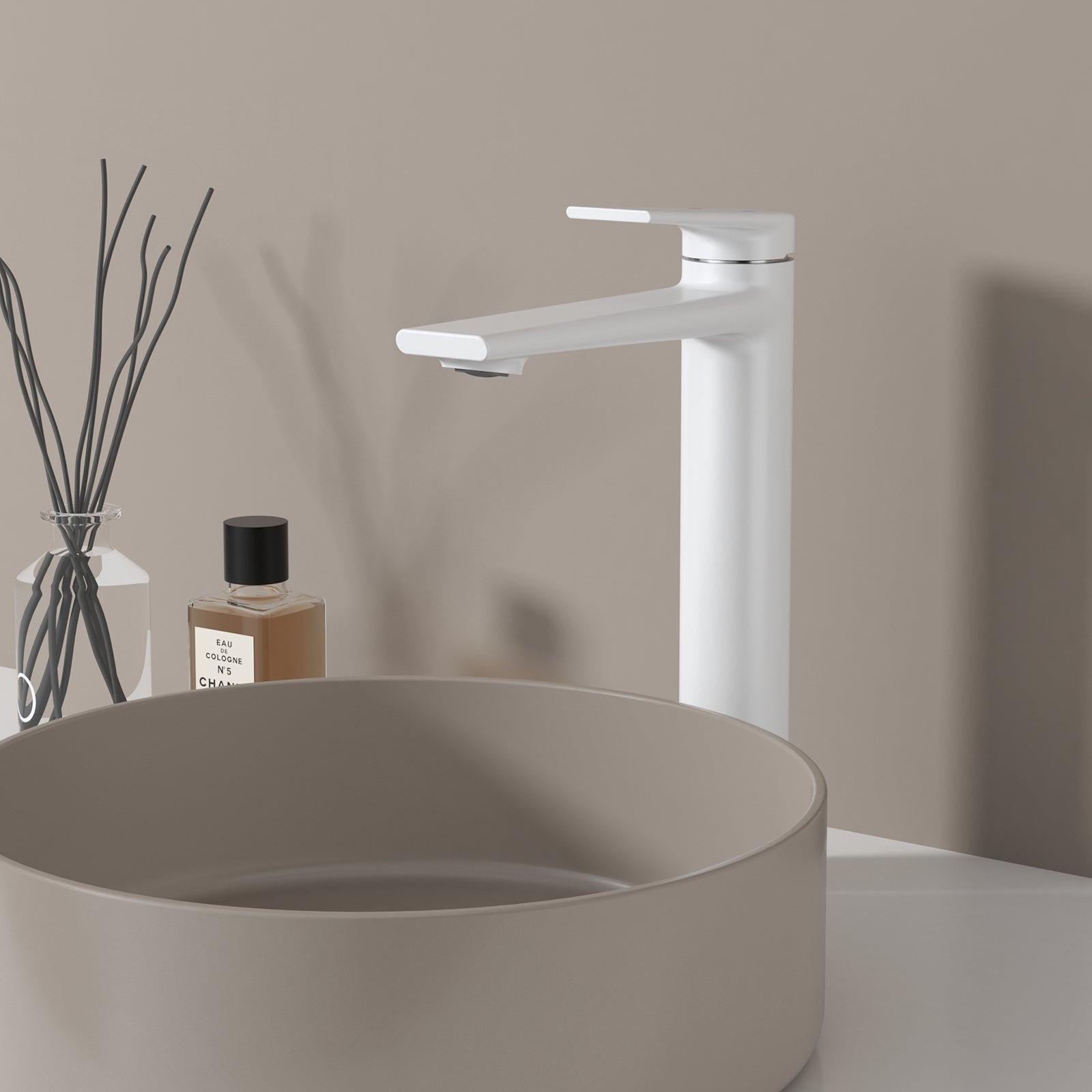 MAXTOR Tall Bathroom Vanity Basin Faucet – Single Handle Solid Brass Vessel Mixer-AB001064