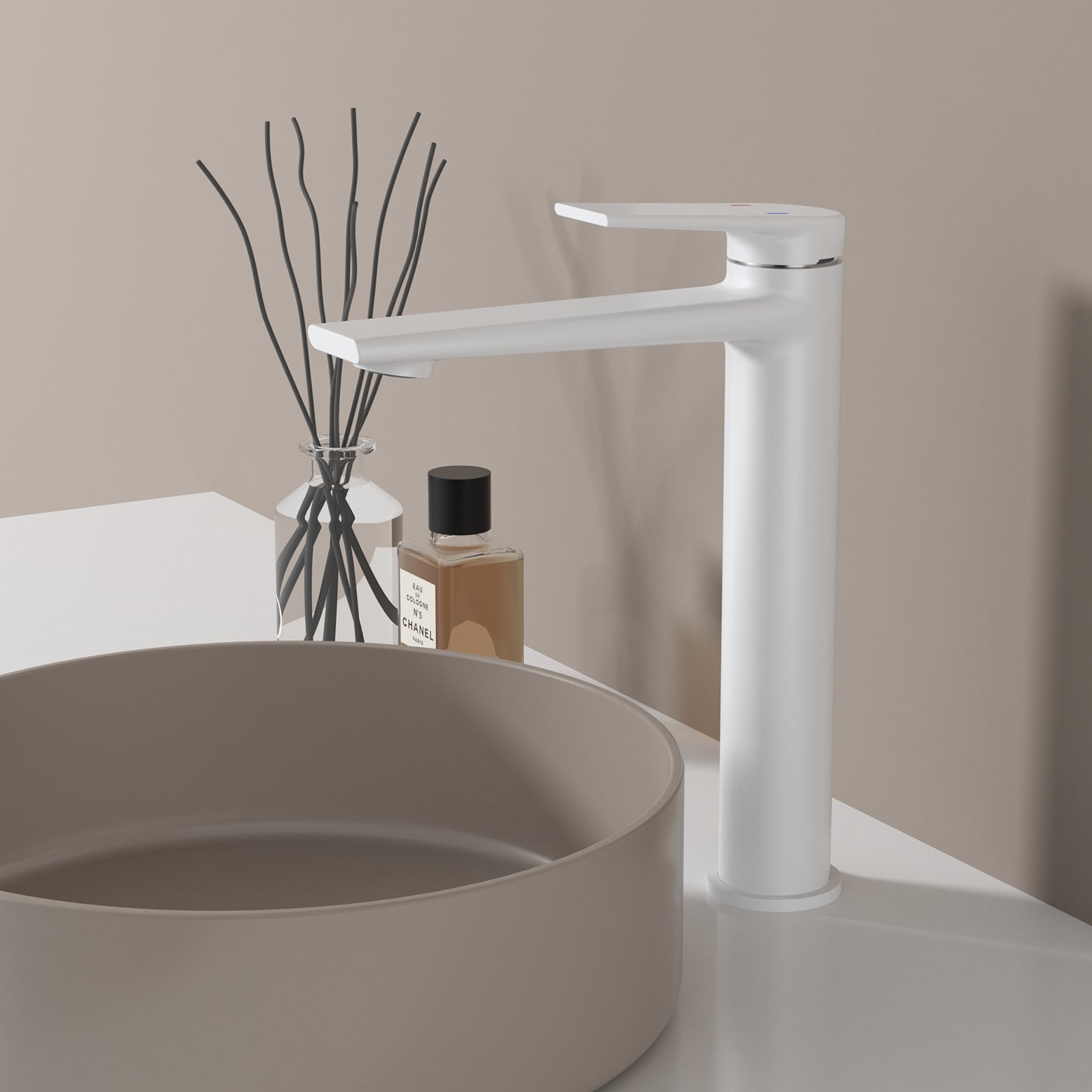 MAXTOR Tall Bathroom Vanity Basin Faucet – Single Handle Solid Brass Vessel Mixer-AB001064