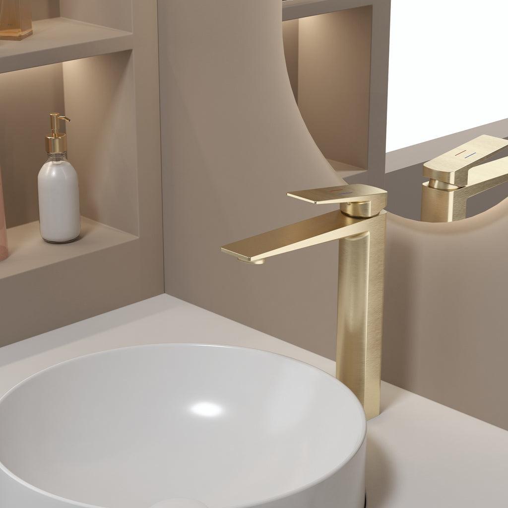 MAXTOR Tall Bathroom Vanity Basin Faucet – Single Handle Vessel Sink Mixer-AB001065