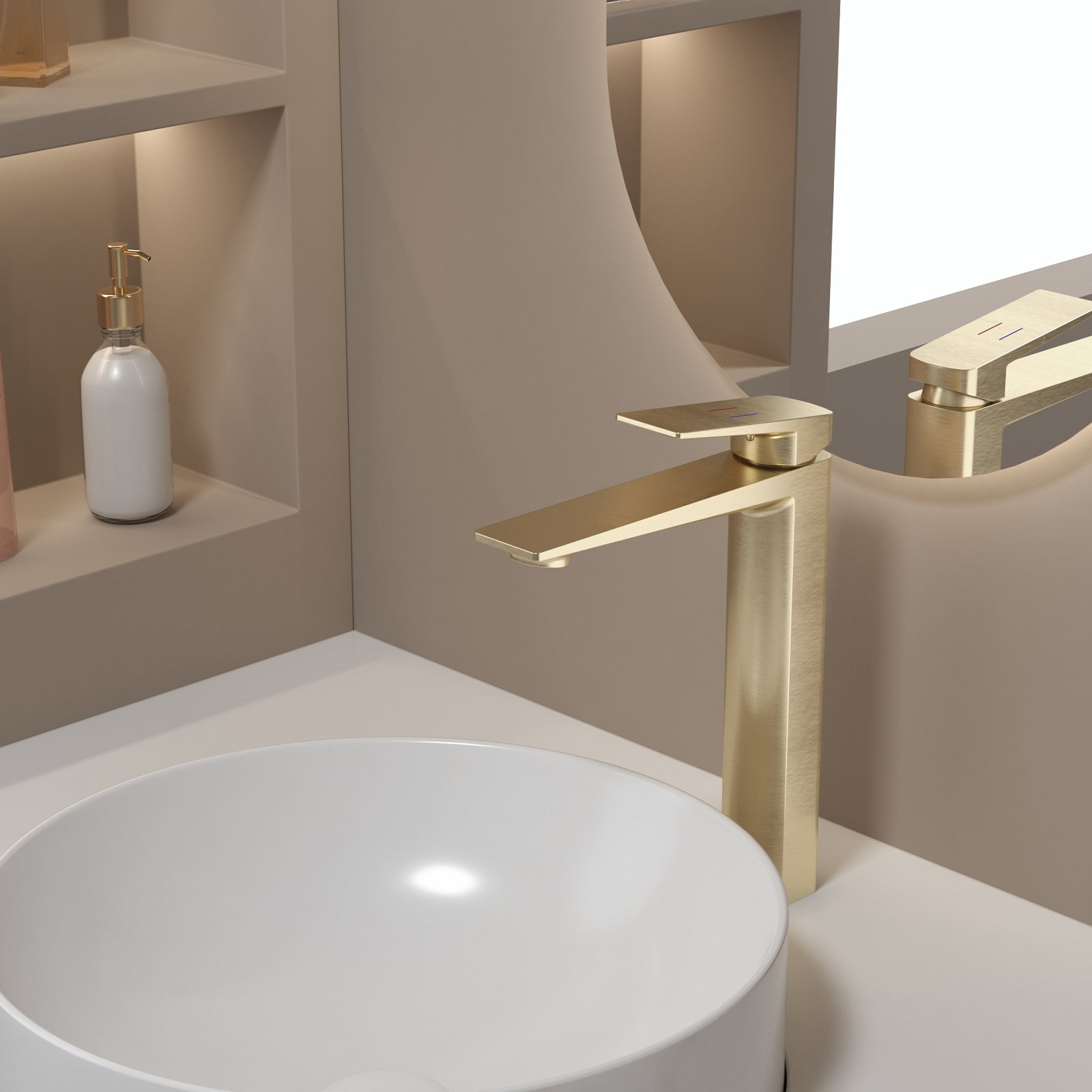 MAXTOR Tall Bathroom Vanity Basin Faucet – Single Handle Vessel Sink Mixer-AB001065