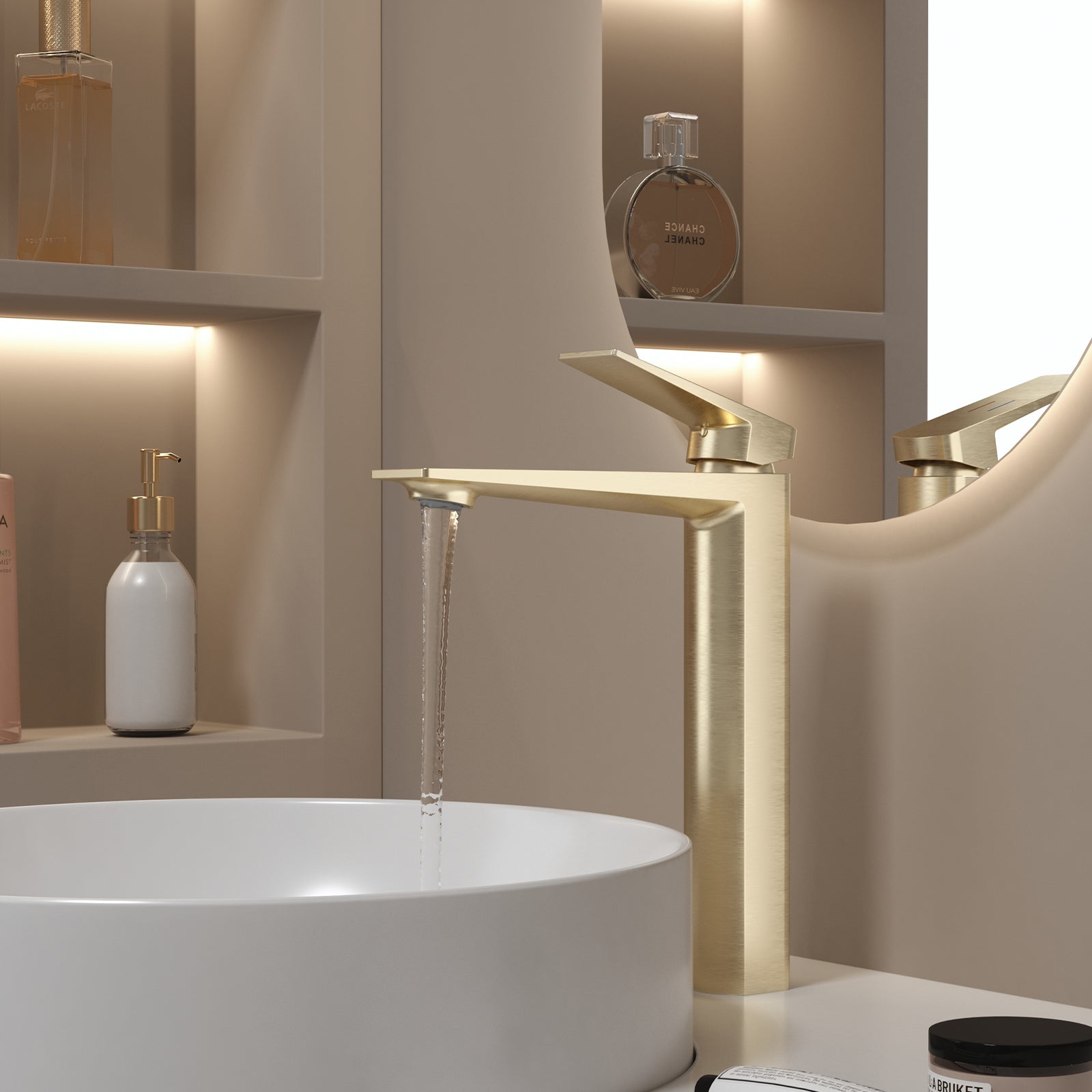 MAXTOR Tall Bathroom Vanity Basin Faucet – Single Handle Vessel Sink Mixer-AB001065