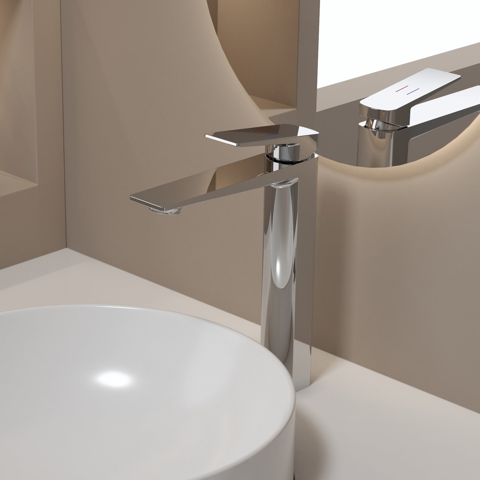 MAXTOR Tall Bathroom Vanity Basin Faucet – Single Handle Vessel Sink Mixer-AB001065