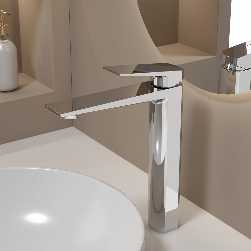 MAXTOR Tall Bathroom Vanity Basin Faucet – Single Handle Vessel Sink Mixer-AB001065
