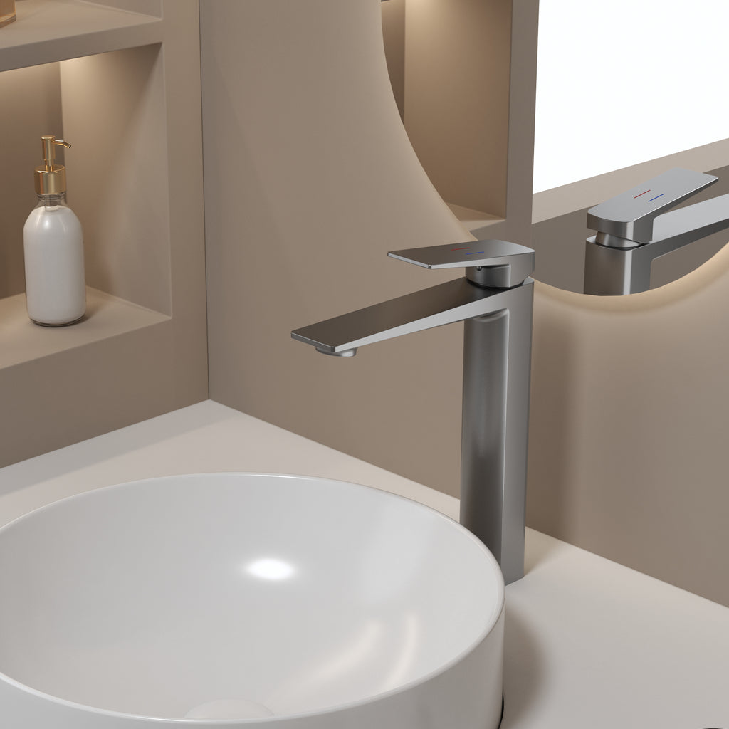 MAXTOR Tall Bathroom Vanity Basin Faucet – Single Handle Vessel Sink Mixer-AB001065