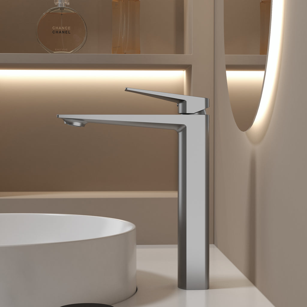 MAXTOR Tall Bathroom Vanity Basin Faucet – Single Handle Vessel Sink Mixer-AB001065