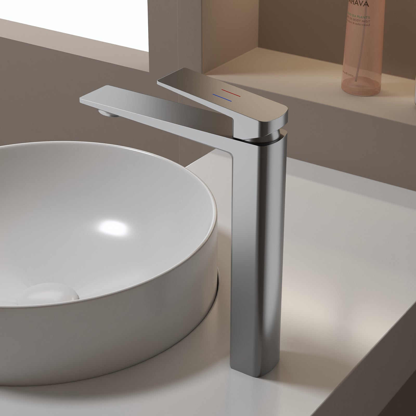 MAXTOR Tall Bathroom Vanity Basin Faucet – Single Handle Vessel Sink Mixer-AB001065