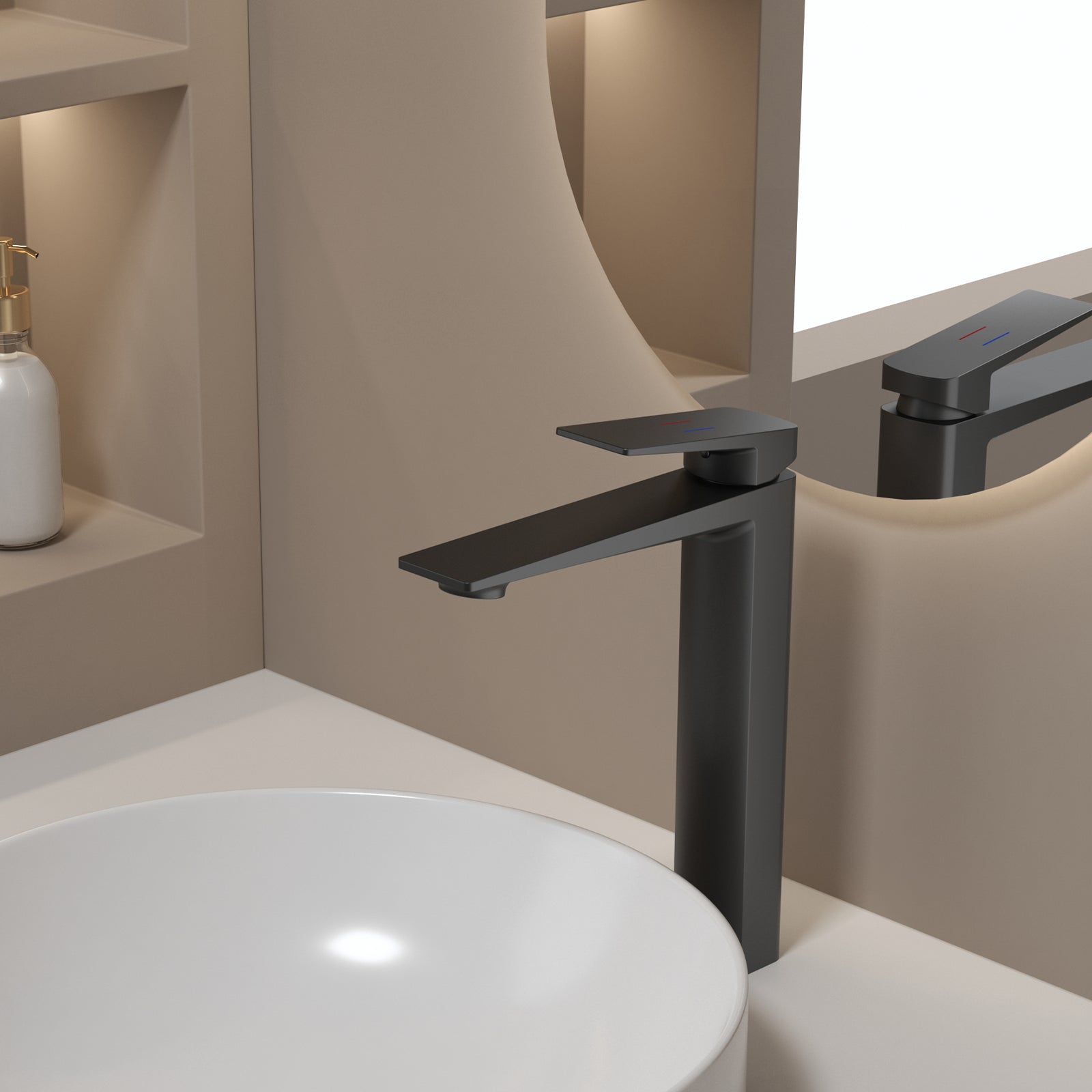 MAXTOR Tall Bathroom Vanity Basin Faucet – Single Handle Vessel Sink Mixer-AB001065