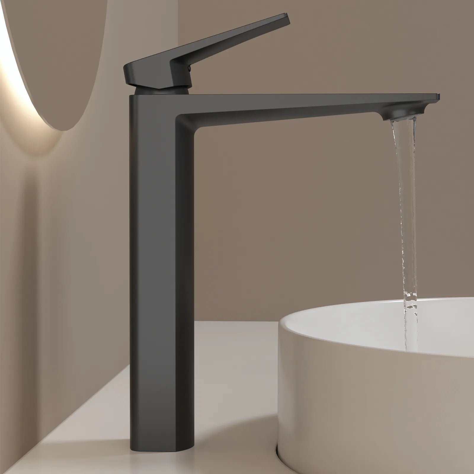 MAXTOR Tall Bathroom Vanity Basin Faucet – Single Handle Vessel Sink Mixer-AB001065