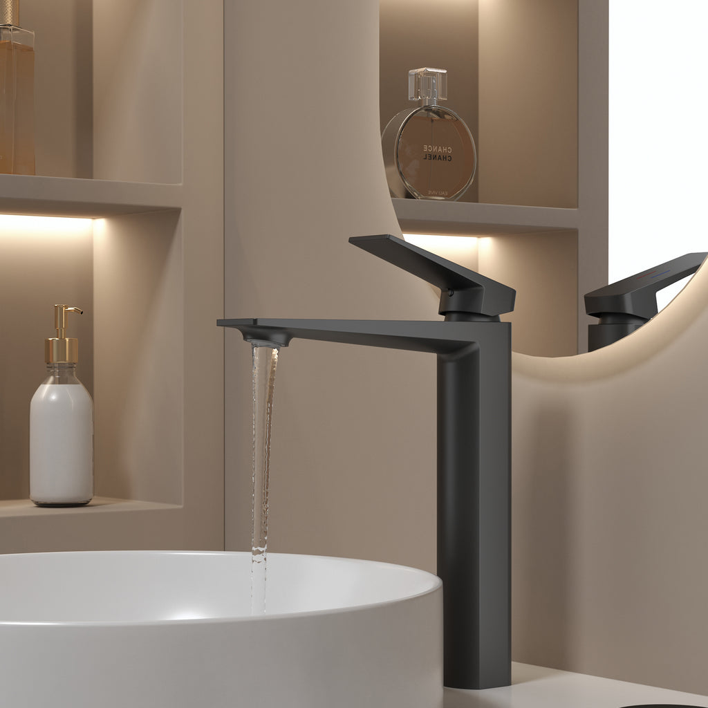 MAXTOR Tall Bathroom Vanity Basin Faucet – Single Handle Vessel Sink Mixer-AB001065