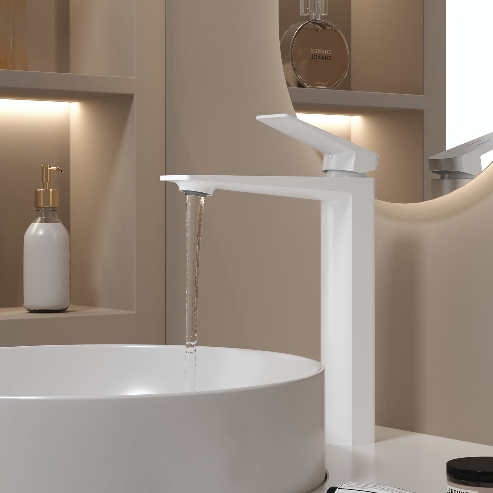 MAXTOR Tall Bathroom Vanity Basin Faucet – Single Handle Vessel Sink Mixer-AB001065