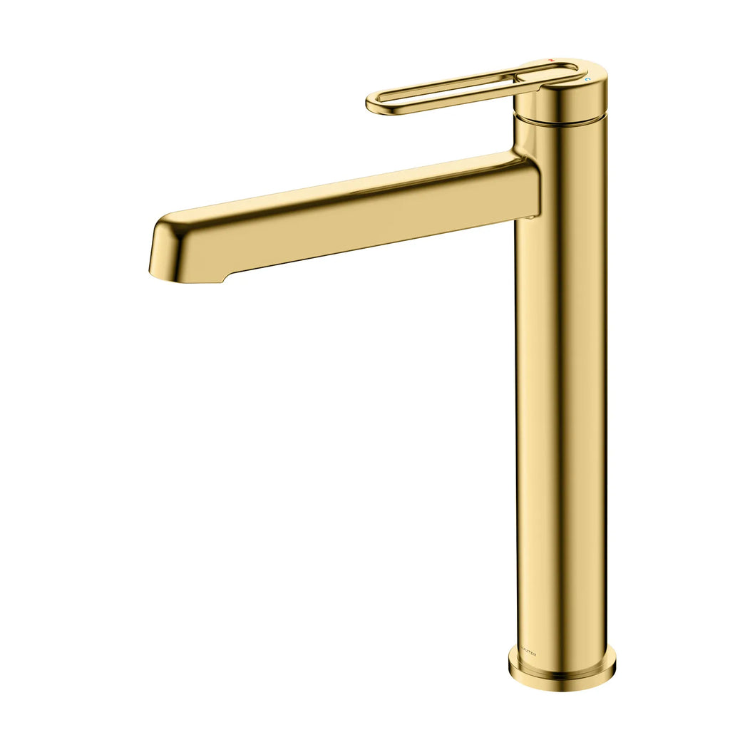 MAXTOR Tall Bathroom Vanity Basin Faucet - Bathroom Sink Faucet – Loop Handle Single Hole Mixer – AB001069 Brushed Gold