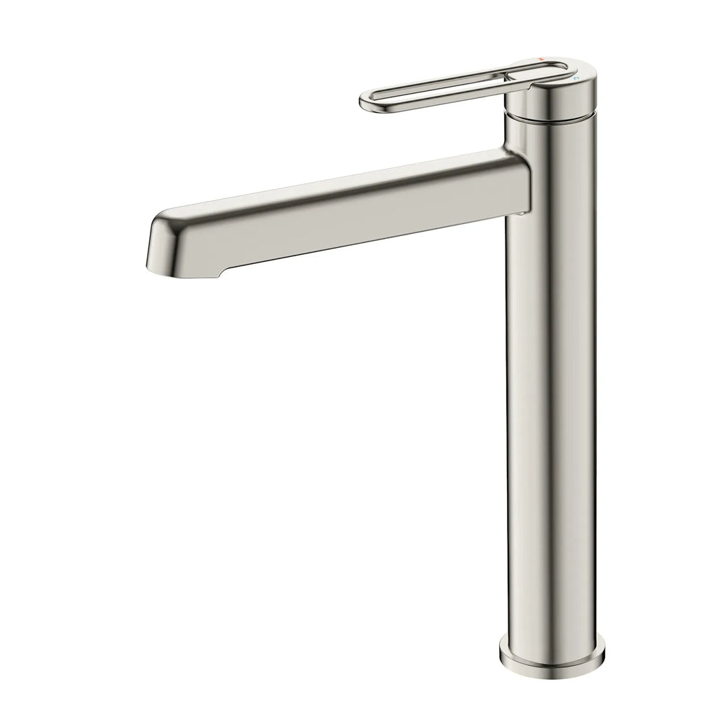 MAXTOR Tall Bathroom Vanity Basin Faucet - Bathroom Sink Faucet – Loop Handle Single Hole Mixer – AB001069 Brushed Nickel