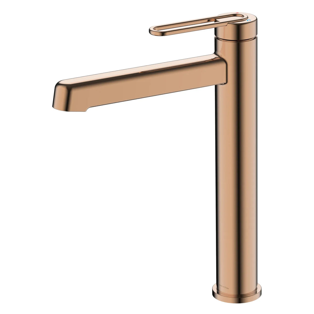 MAXTOR Tall Bathroom Vanity Basin Faucet - Bathroom Sink Faucet – Loop Handle Single Hole Mixer – AB001069 Rose Gold