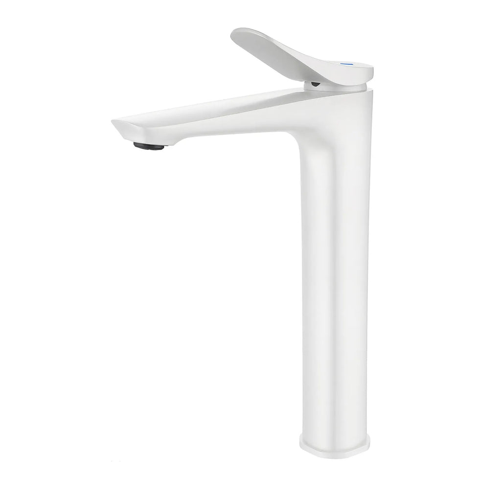 High Basin Faucet for Vessel Sink – Single Handle Tall Basin Mixer – AB001076 Matte White