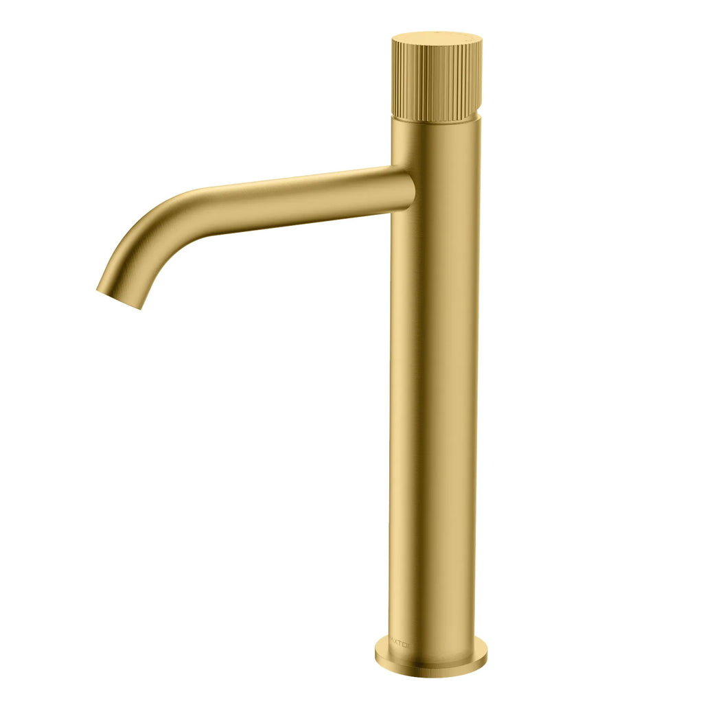 X-Circular High Bathroom Vanity Basin Faucet – Single Handle – AB001131 Brushed Gold