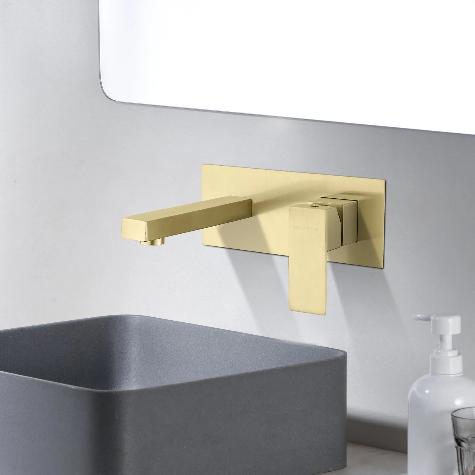Maxtor Brushed Gold Wall-Mounted Basin Faucet – Square Design AB002000