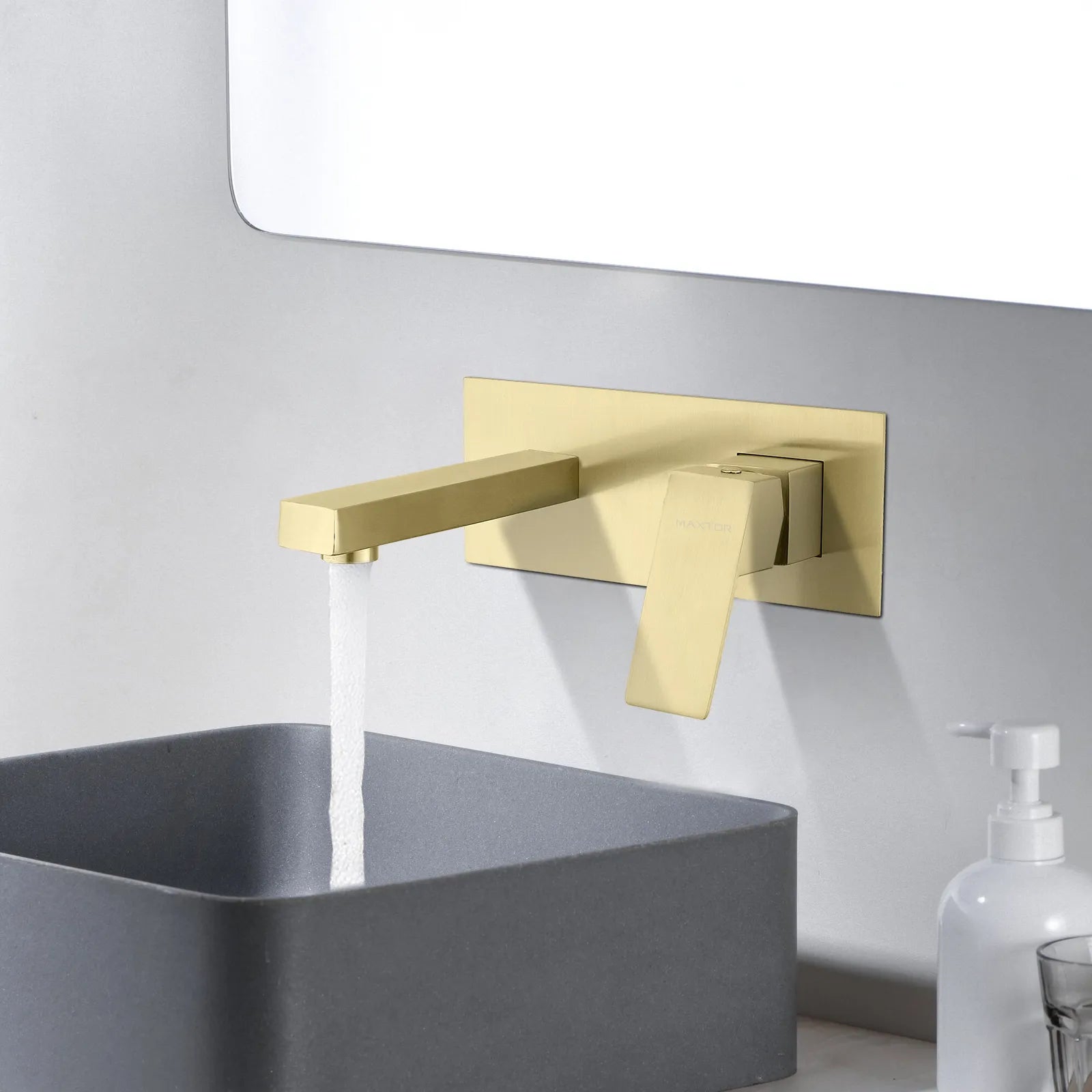 Maxtor Brushed Gold Wall-Mounted Basin Faucet – Square Design AB002000