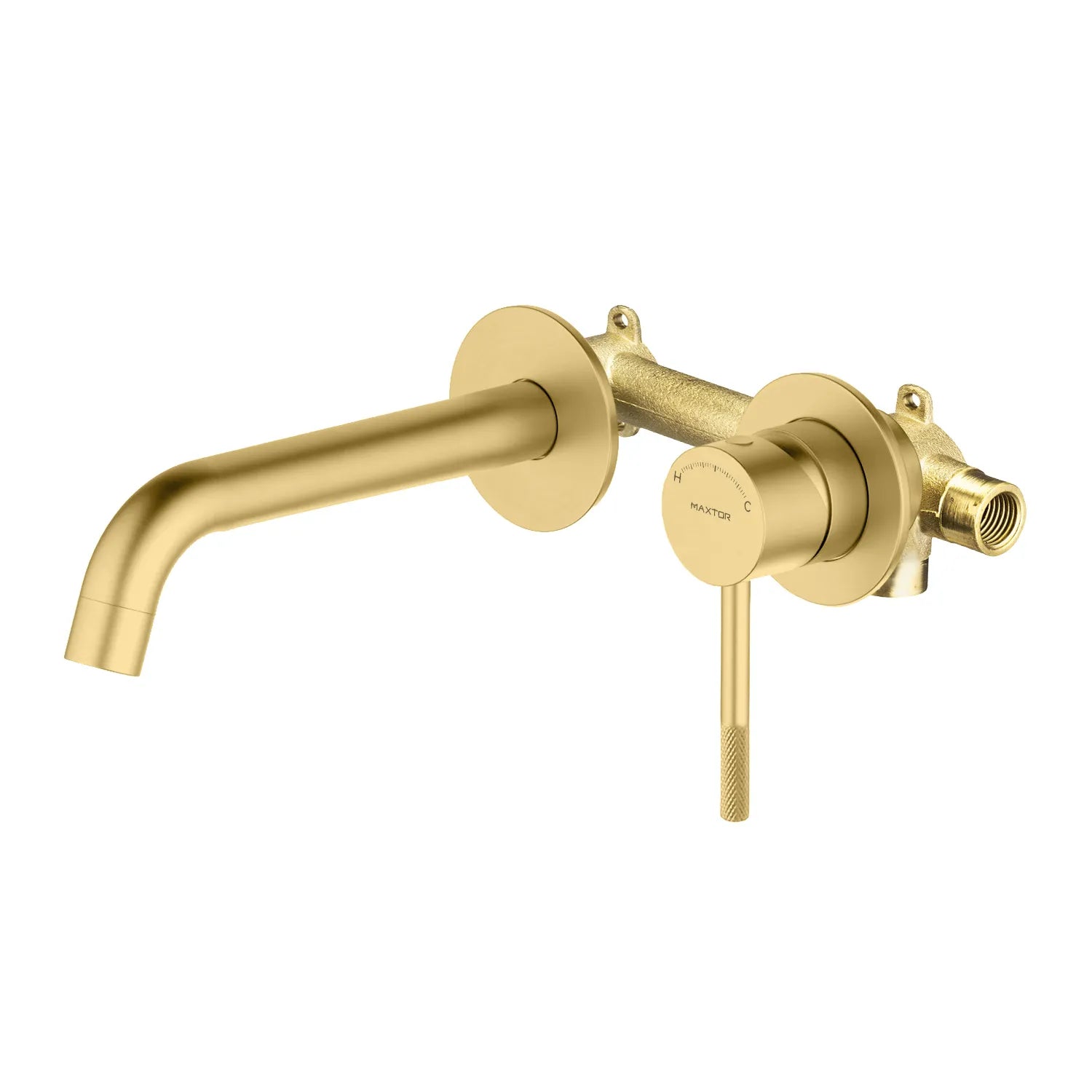 Circular Solid Brass Wall Mount Basin Faucet AB002004 Brushed Gold