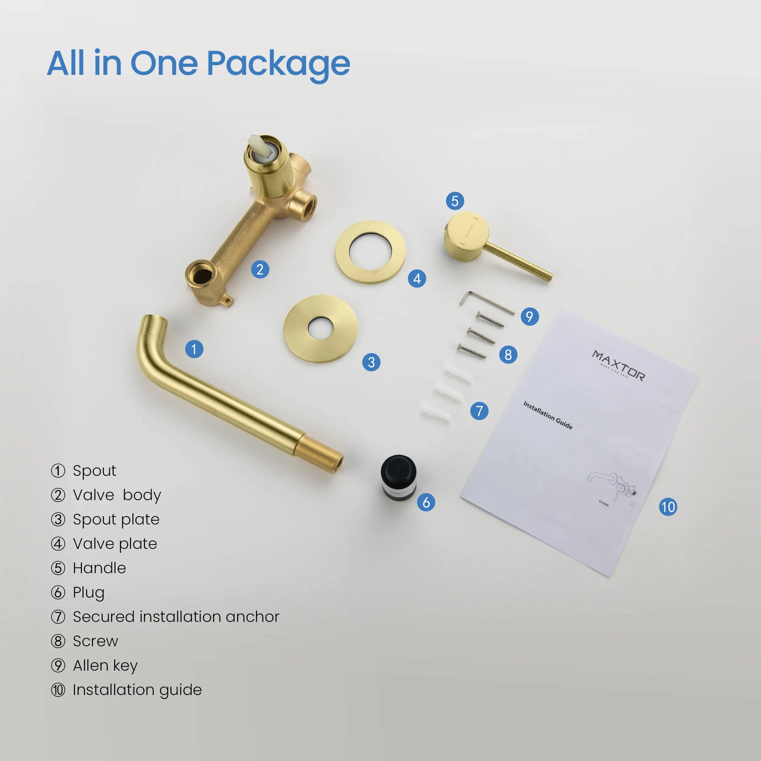 Circular Solid Brass Wall Mount Basin Faucet AB002004