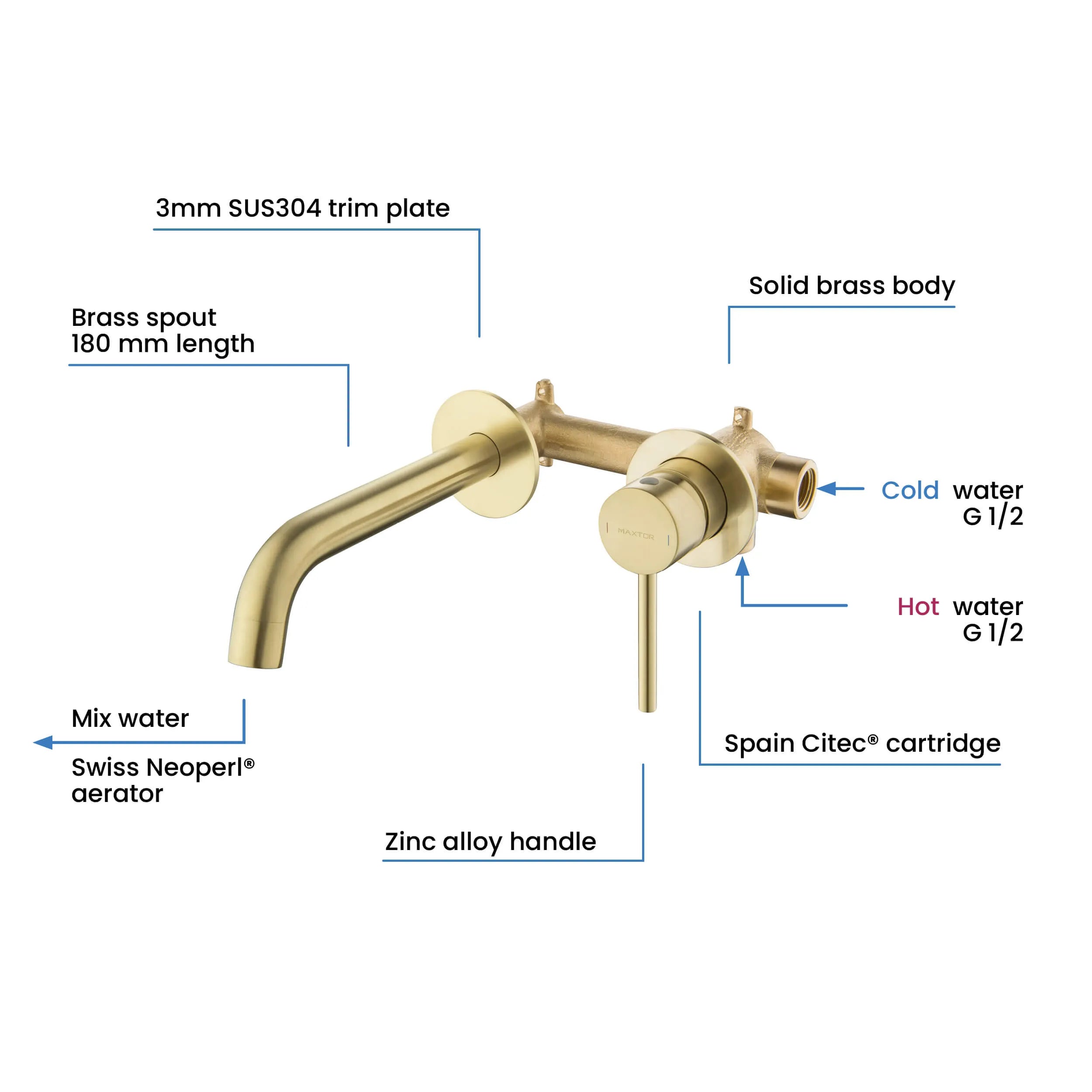 Circular Solid Brass Wall Mount Basin Faucet AB002004