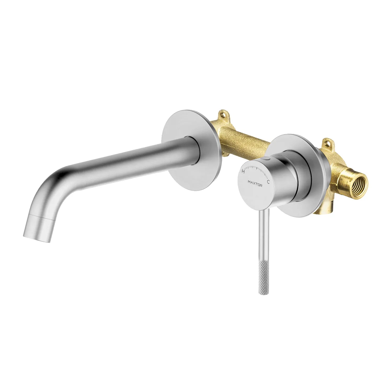 Circular Solid Brass Wall Mount Basin Faucet AB002004 Brushed Nickel