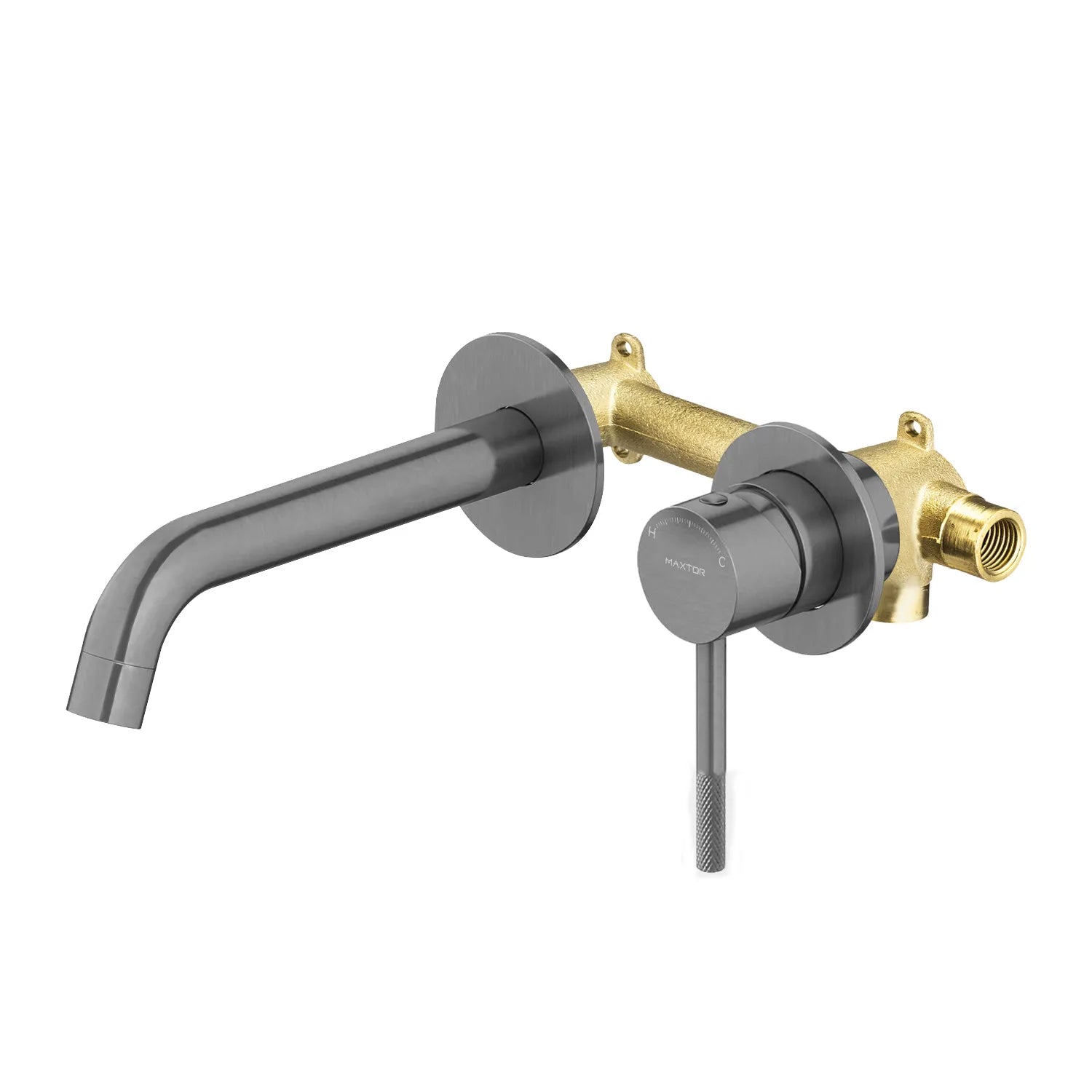 Circular Solid Brass Wall Mount Basin Faucet AB002004 Brushed Gun Metal