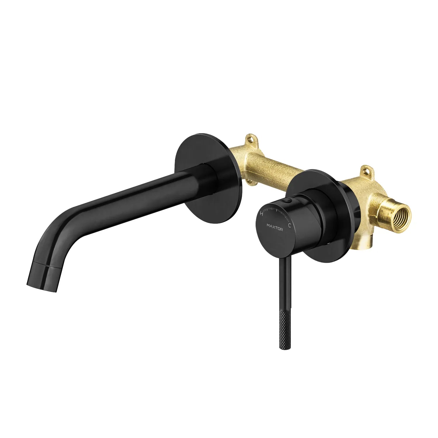 Circular Solid Brass Wall Mount Basin Faucet AB002004 Matte Black