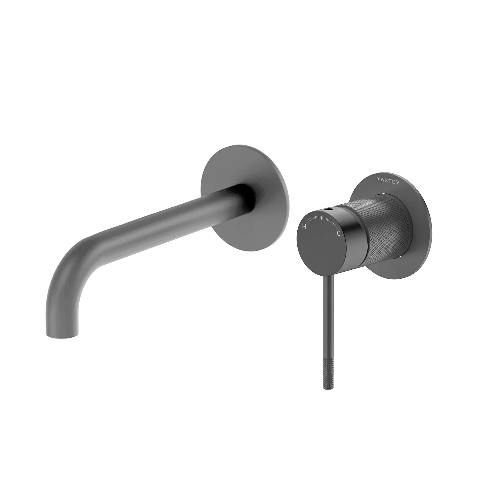 MAXTOR AB002033 Wall Mounted Bathroom Basin Faucet – Concealed Mixer without box& 200mm Spout Reach Brushed Gun Metal