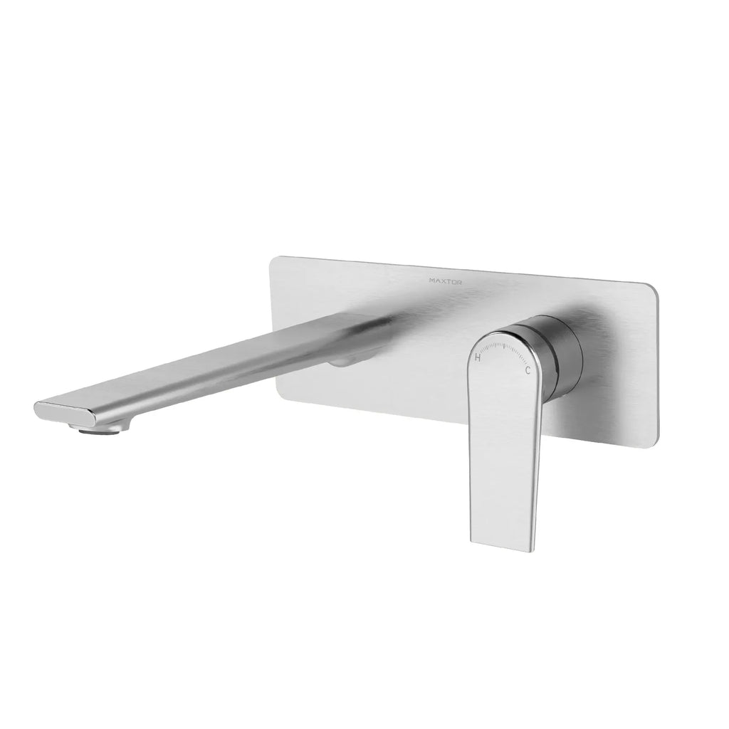 MAXTOR Wall-Mount Bathroom Vanity Basin Faucet – Single Handle Solid Brass Vessel Mixer-AB001064 Brushed Nickel