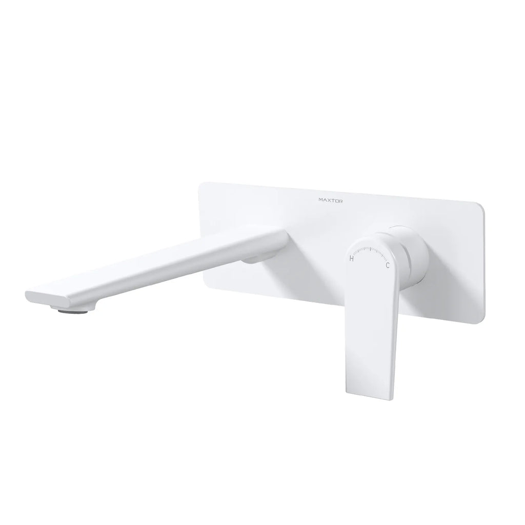 MAXTOR Wall-Mount Bathroom Vanity Basin Faucet – Single Handle Solid Brass Vessel Mixer-AB001064 Matte White