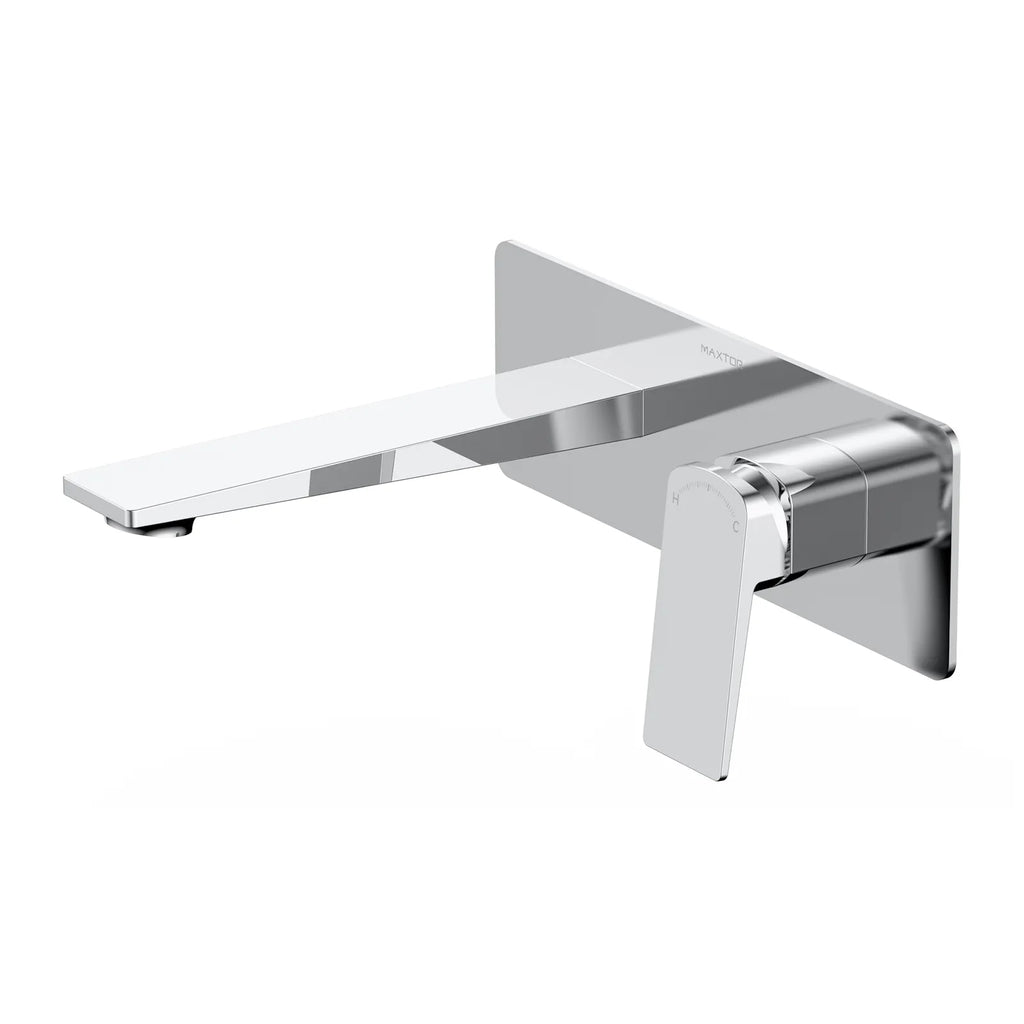 MAXTOR Wall Mounted Bathroom Basin Faucet with Rough-In Box & Trim Plate | AB002065 Chrome