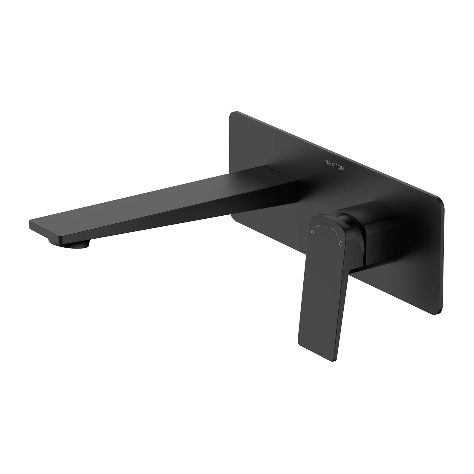 MAXTOR Wall Mounted Bathroom Basin Faucet with Rough-In Box & Trim Plate | AB002065 Matte Black